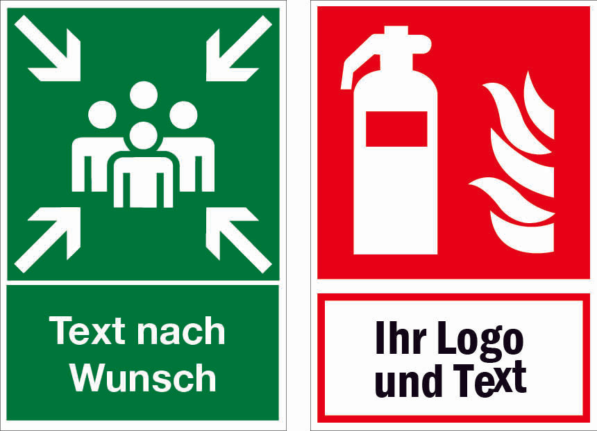 ISO Kombischild, mit Ihrem Text und ISO-Logo, Grösse 150 x 200 mm, KU, Kunststoff