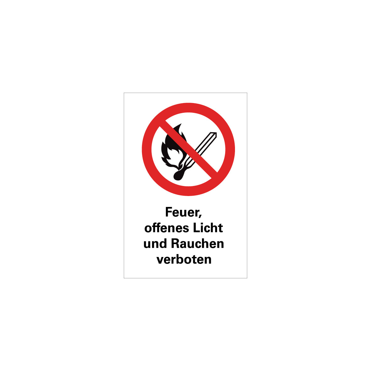 6.V-108 Kombischild Feuer, offenes Licht und Rauchen verboten, Verbotszeichen ISO