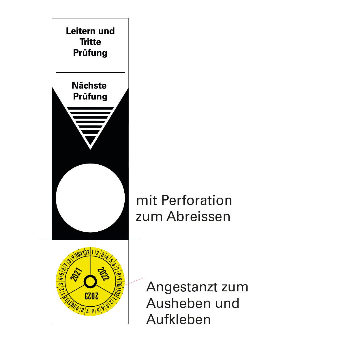 Systenprüfplakette 4.P-208, für Leitern und Tritte, 50 x 200 mm