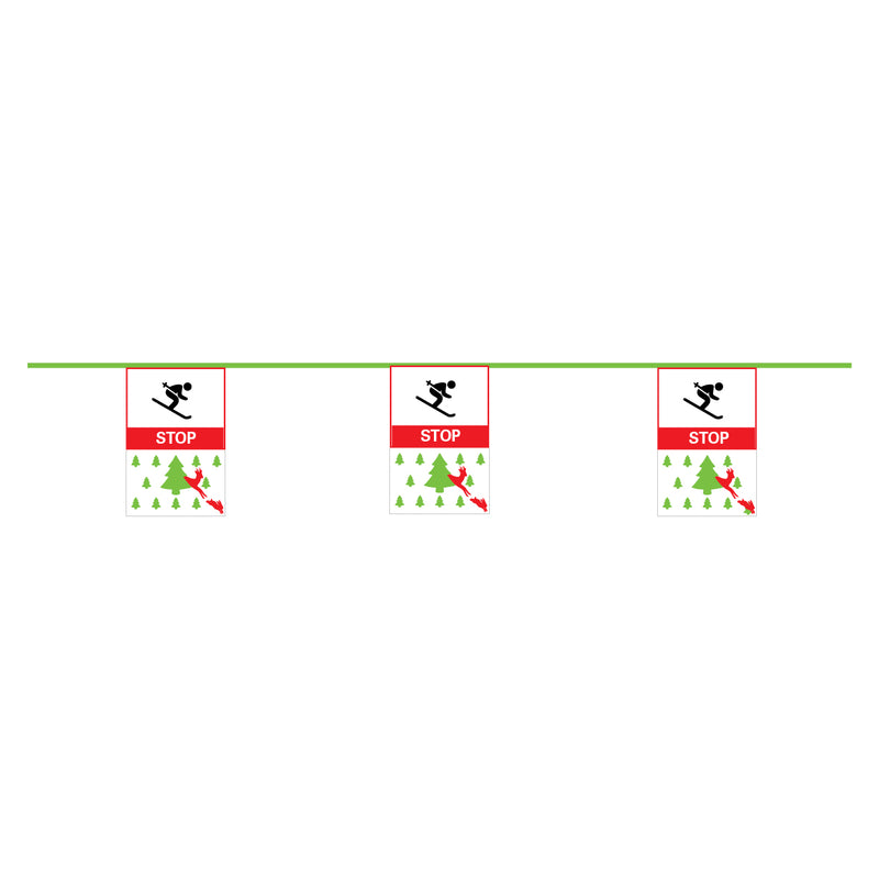 Wimpel-Absperrungen, 1.0431, Wildschutz, doppelseitig, 12.5/20 cm, l =12 m, Seil ø 7 mm grün, Anzahl Flaggen: 6