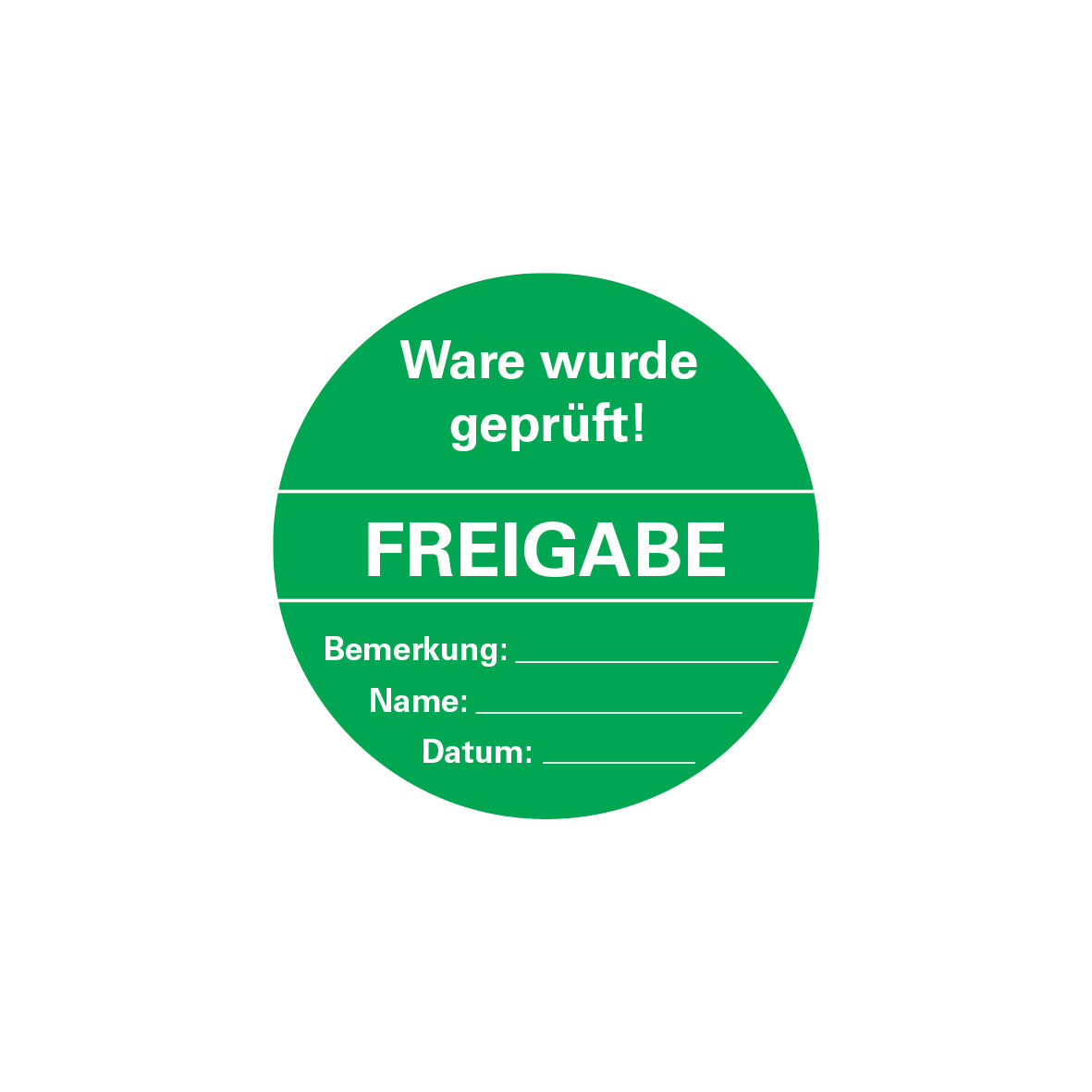 Qualitätskennzeichen, FO-A, grün-weiss, ø 60 mm, 4.0320, "Ware wurde geprüft....", VE 100 Stk.