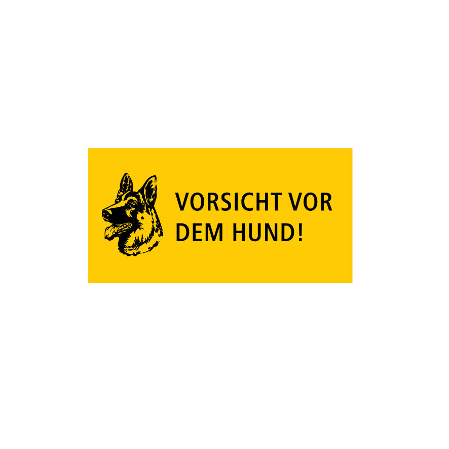 Vorsicht vor dem Hunde!, mit Hundekopf, 7.0135, 40/20 cm, EG, gelb-schwarz