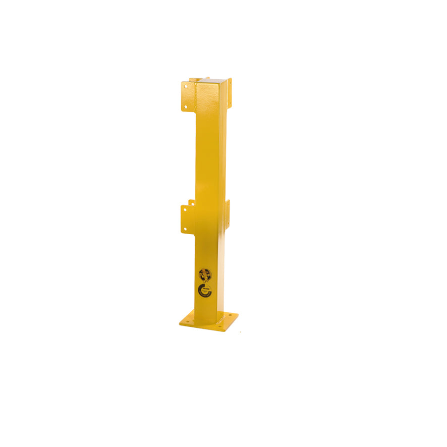 Sicherheitsgeländer, Eckpfosten, verzinkt, gelb pulverbeschichtet, ca. RAL 1023, L=1000 mm, 200/200 mm, 17.5 kg