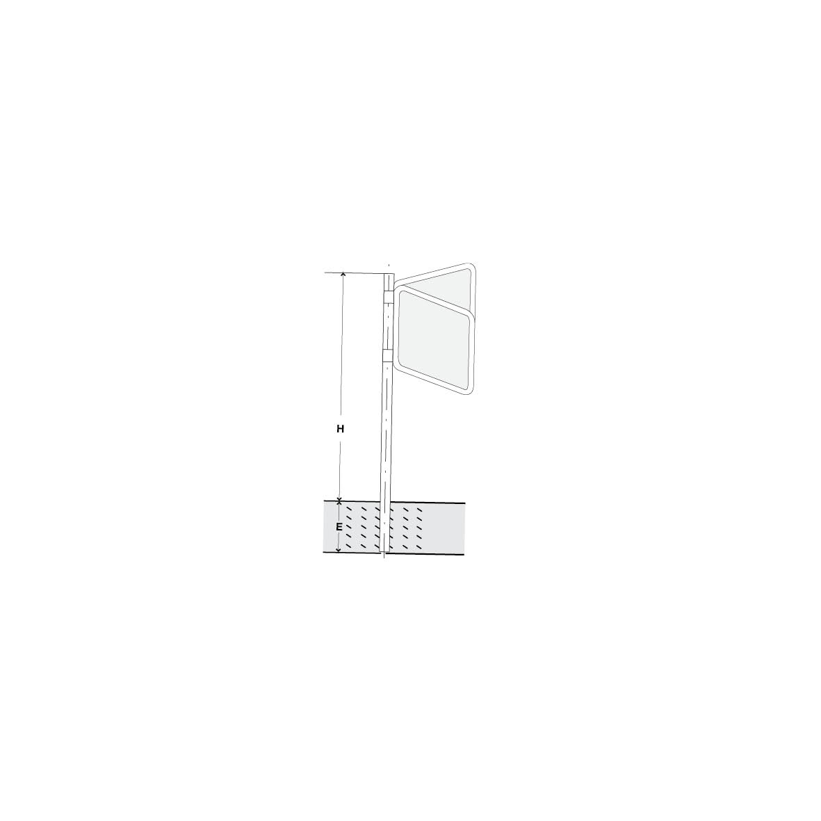 Signalträger Leiteinrichtung, 90/90 cm, Standrohr, H = 210 cm, E = 50 cm