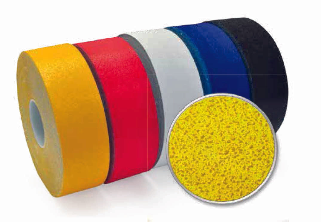 Bodenmarkierband strapazierfähig, Reflektierend, Antirutsch R11, rot, selbstklebend, 1.6 mm, Breite 50 mm, Länge 25 m