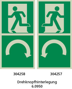 Türgriffhinterlegung, für Drehknopf, 6.0950, PF, Folie nachleuchtend, Grösse 100 x 195 mm, linksweisend