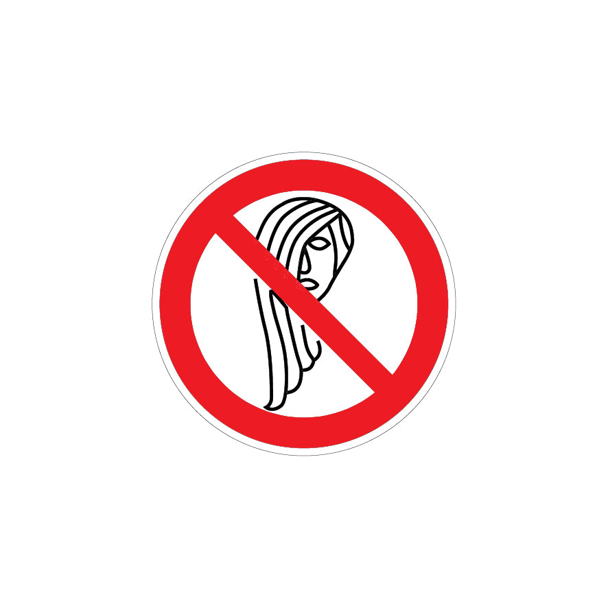 6.V-914 Bedienung mit langen Haaren verboten, Verbotszeichen, Praxisbewährt