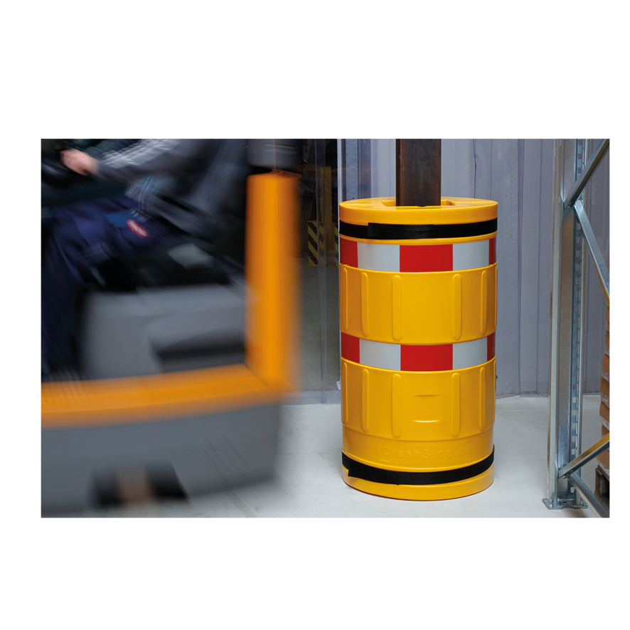Säulen- und Pfeilerschutz, reflektierend Typ 1,  halbflexibler Kunststoff, gelb,  für Säule 160/160 mm, H = 1100 mm, ø  = 820 mm