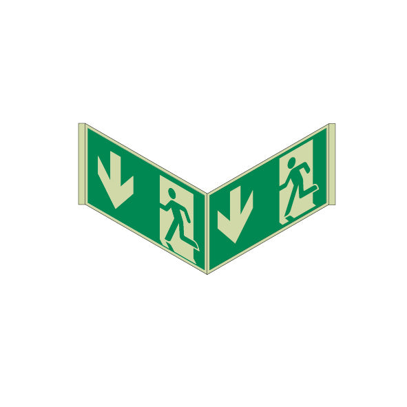 Winkelschild, Rettungs- und Brandschutzzeichen, nachleuchtend, Alu 1 mm, PM,  300 x 150 mm, gemäss Logobibliothek