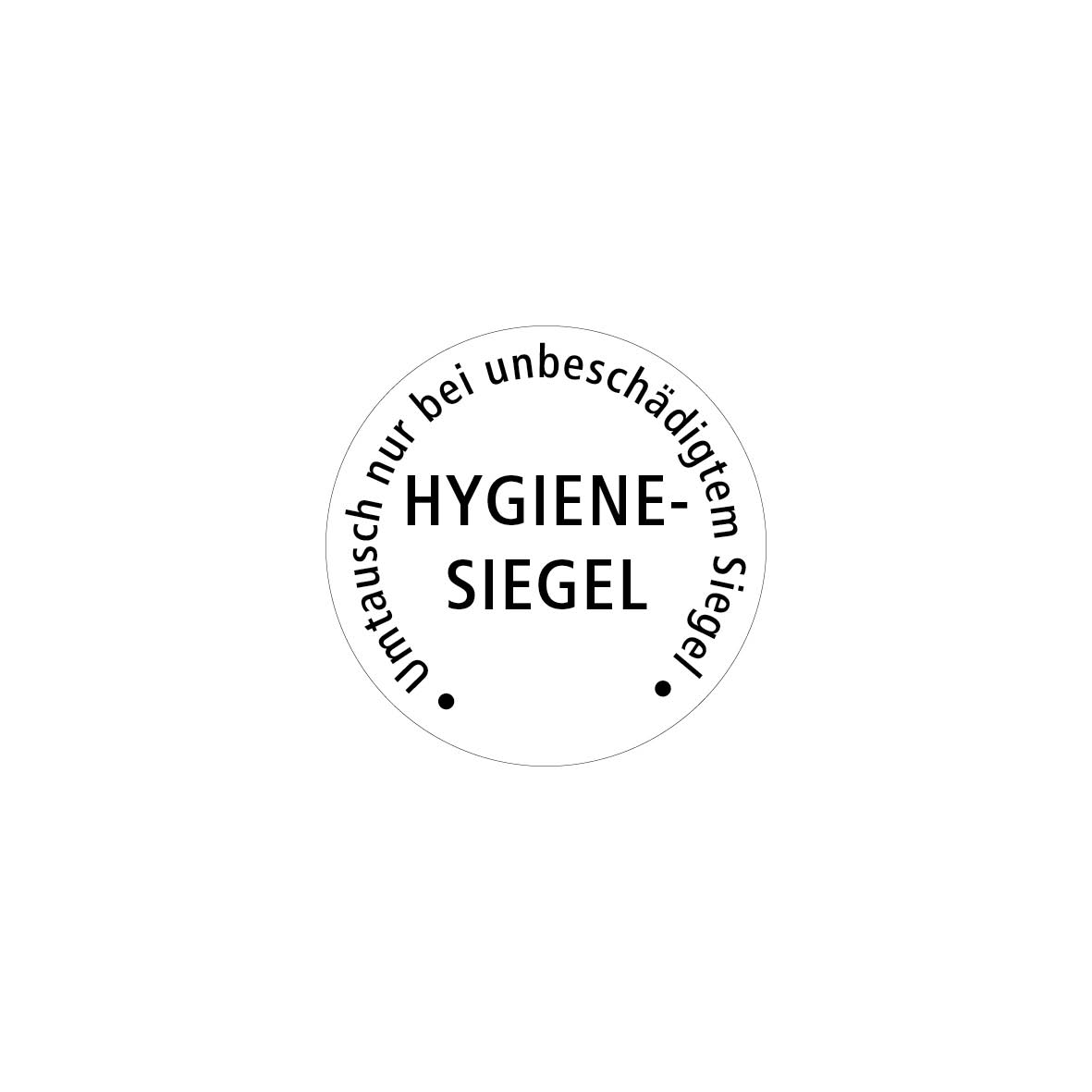 Sicherheitssiegel 4.0104, FO-F, weiss/schwarz, "HYGIENESIEGEL-Umtausch nur bei unbeschädigtem Siegel"