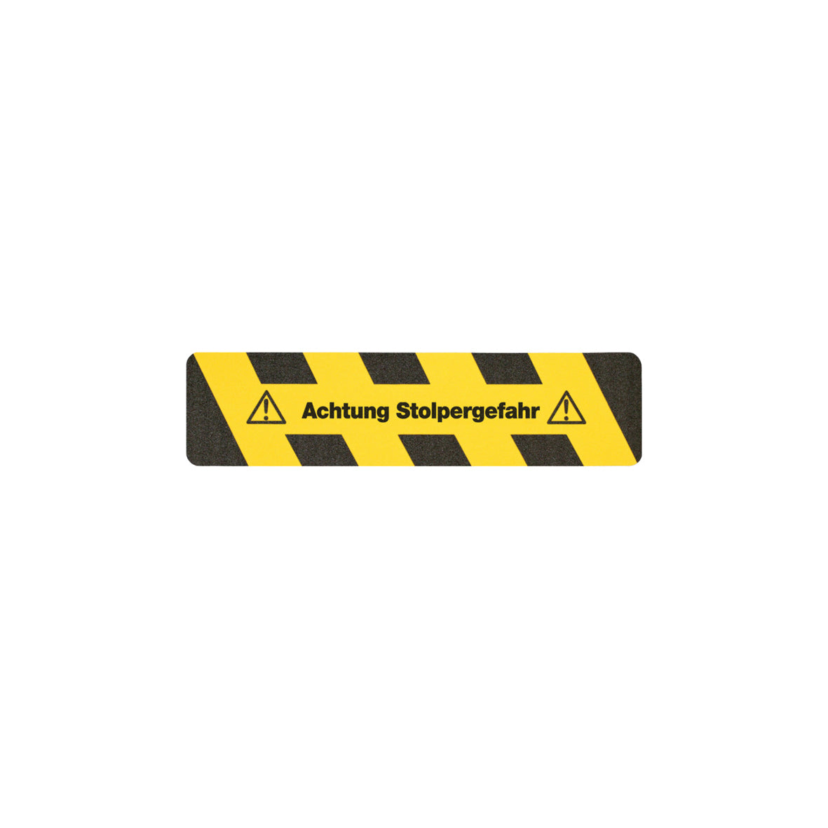 Antirutschbelag Warnmarkierung, schwarz/gelb Text "Achtung Stolpergefahr" Streifen 150x610mm