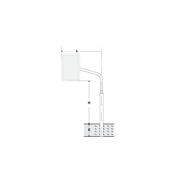 Signalträger 4-Eck, Standrohr,  35/50 cm, H = 230 cm, E = 50 cm