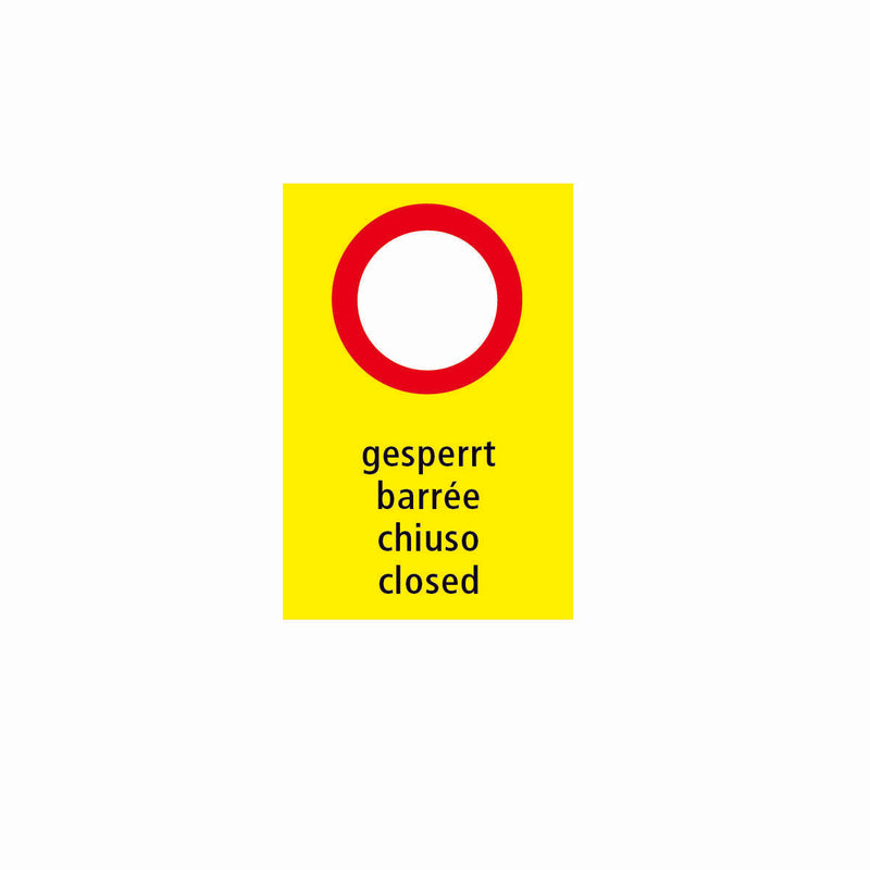 SKUS Sperrsignal, 1.0030, fluoreszierend gelb, Text: Gesperrt, 40/60 cm, Alu Composite 3 mm