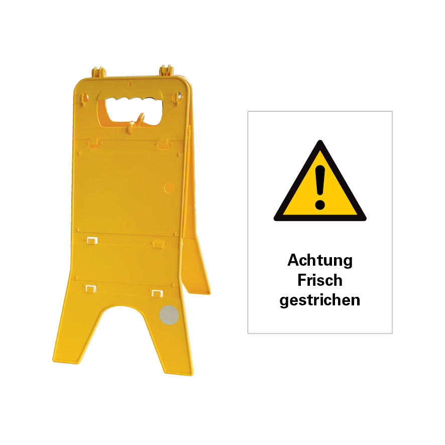 Warnaufsteller, 2-teilig gelb, doppelseitig, 6.W-007 Achtung Frisch gestrichen