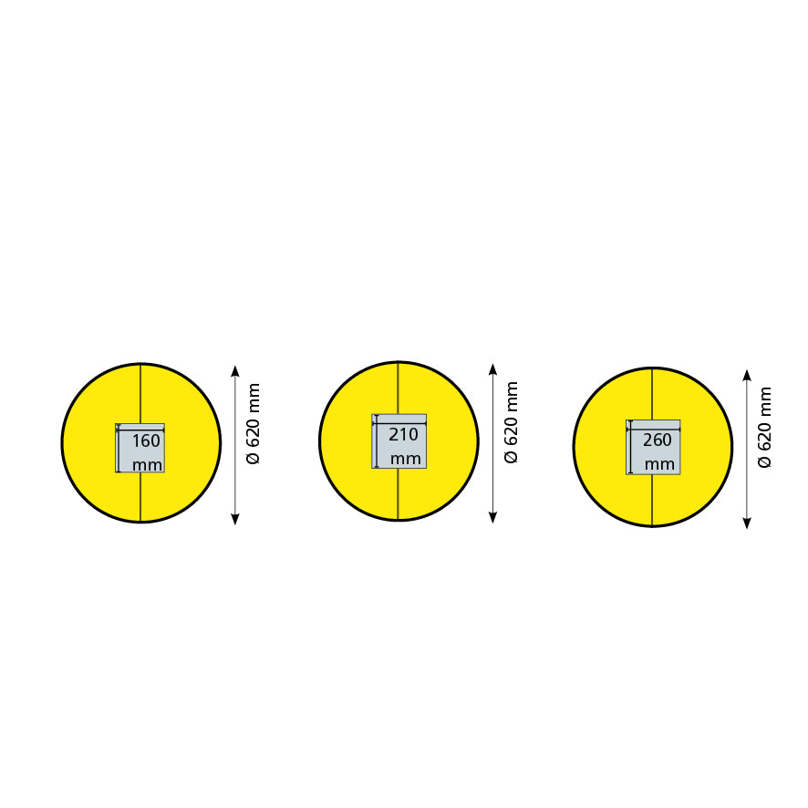 Säulen- und Pfeilerschutz, reflektierend Typ 1,  halbflexibler Kunststoff, gelb,  für Säule 210/210 mm, H = 1100 mm, ø  = 620 mm