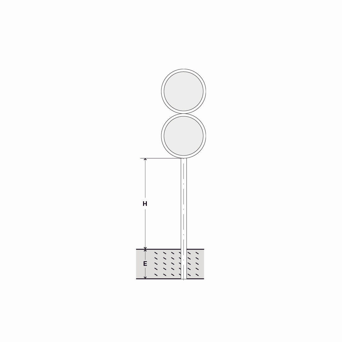 Signalträger Rund, Standrohr, ø 60 cm, H = 180 cm, E = 50 cm