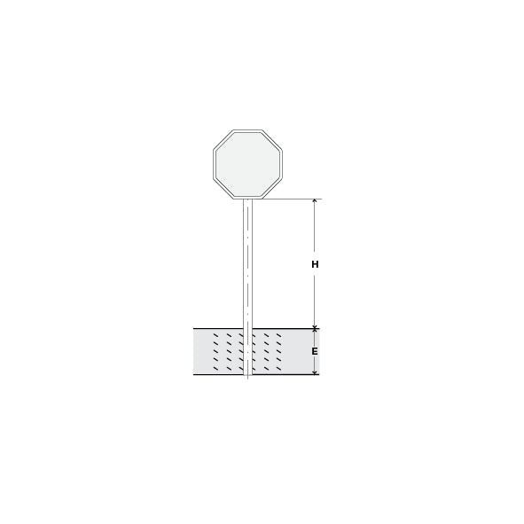 Signalträger 8-Eck, 60/60 cm, Standrohr, H = 180 cm, E = 50 cm