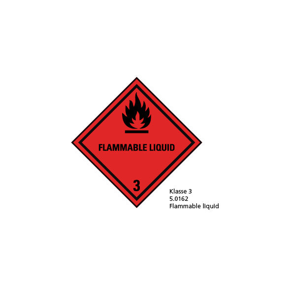 Gefahrgut Kl. 3, 5.0162, 100 x 100 mm, P, Rolle = 1000 Stk., Klasse 3, Flammable Liquid