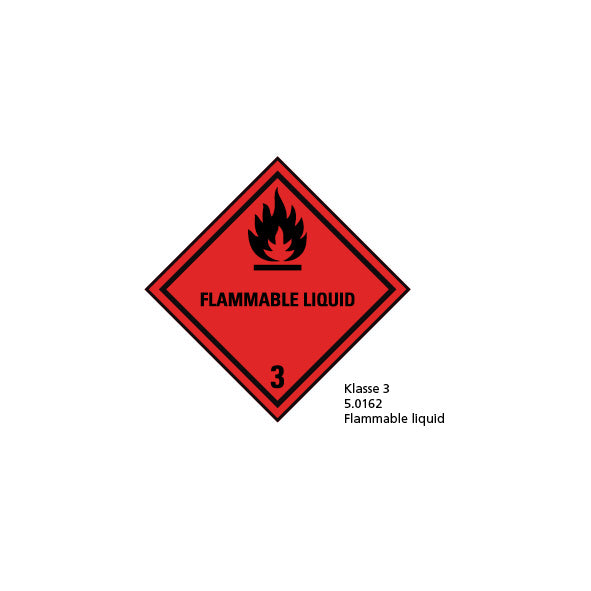 Gefahrgut Kl. 3, 5.0162, 100 x 100 mm, FO, Rolle = 500 Stk., Klasse 3, Flammable Liquid