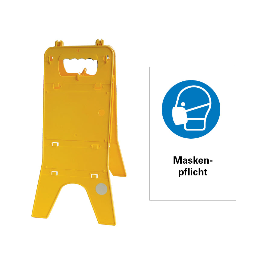 Warnaufsteller, 2-teilig gelb, doppelseitig, 6.G-021 Maskenpflicht