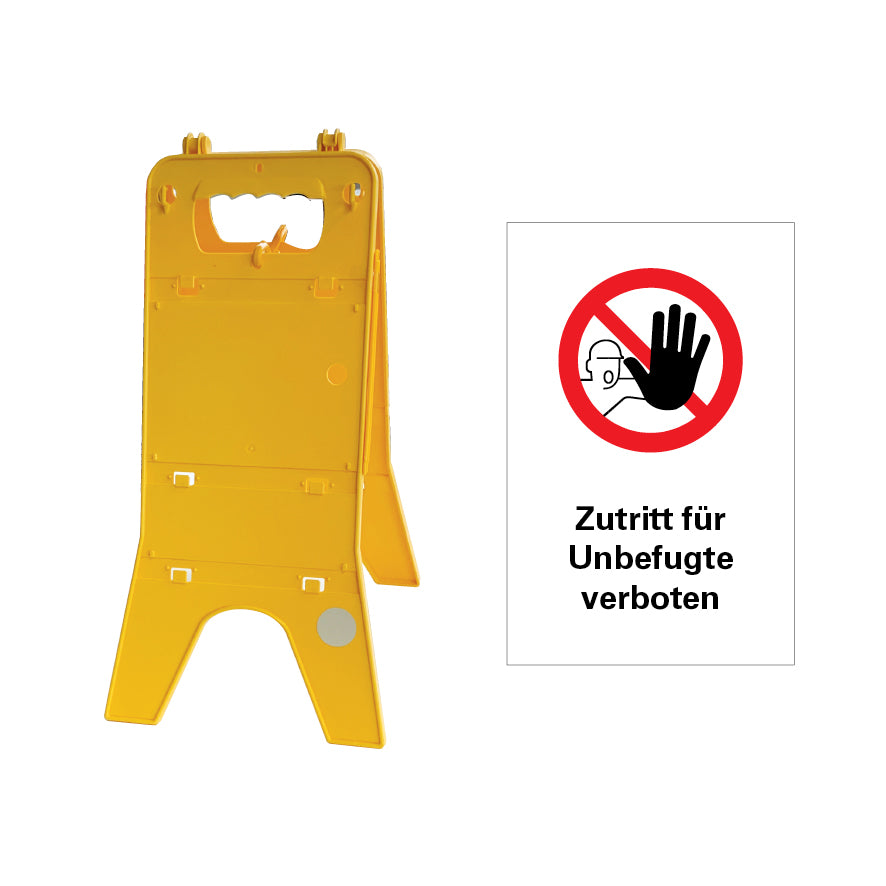 Warnaufsteller, 2-teilig gelb, doppelseitig, 6.V-903 Zutritt für Unberechtigte verboten
