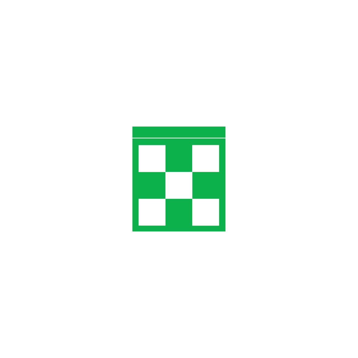 Einzelflagge, 1.0360, "Karo grün-weiss", doppelseitig, 12.5/15 cm, ungesäumt