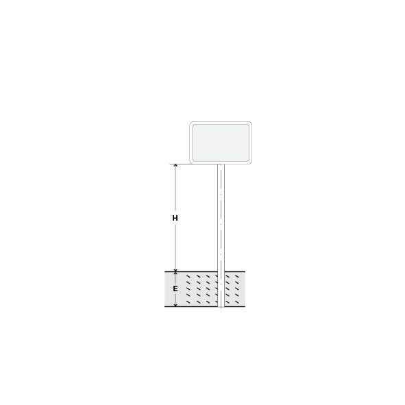 Signalträger 4-Eck, Standrohr, 70/50 cm, H = 220 cm, E = 50 cm