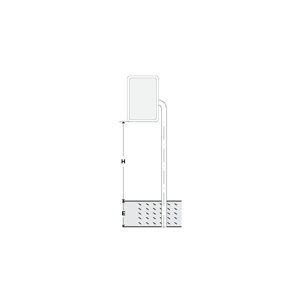 Signalträger 4-Eck, Standrohr, 50/90 cm, H = 230 cm, E = 50 cm